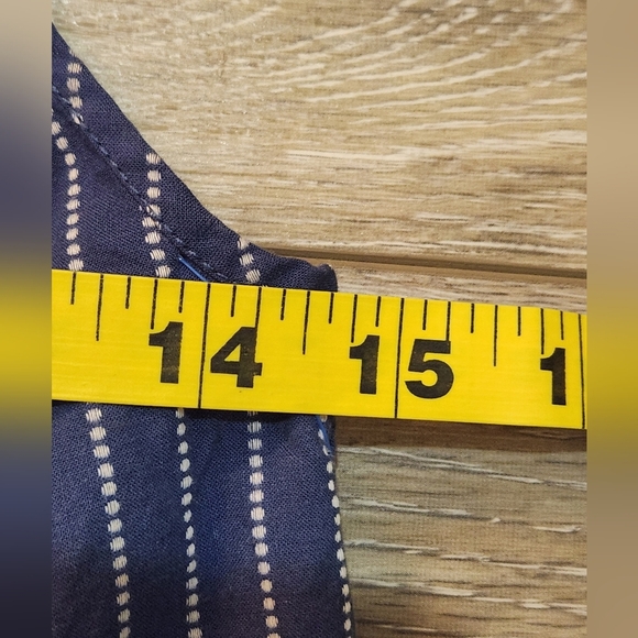 Parker One Shoulder Dark Blue Striped 100% Cotton Top - Picture 4 of 7